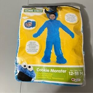 3/25$(Mix) Sesame Street Cookie Monster Infant Costume Blue 12-18 months NWT